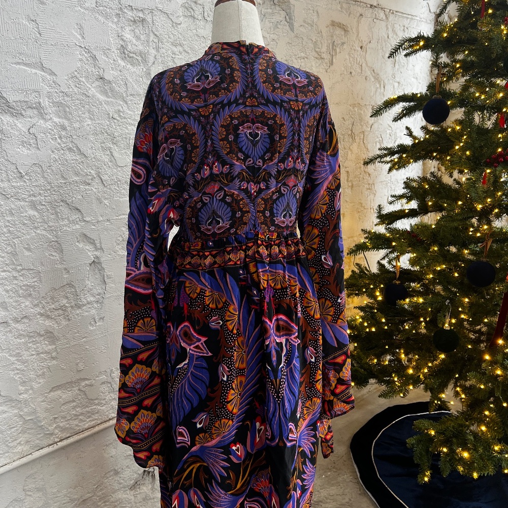 Farm RIO Heart forest Printed crepe de chine maxi dress SIZE SMALL floor length - Picture 4 of 9